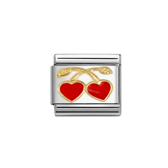 NOMINATION Classic Gold Red Heart Cherries Charm - Charms - Nomination - Bumbletree