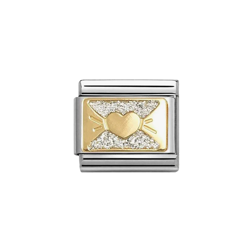 NOMINATION Classic Gold & Glitter Heart Bow Charm - Charms - Nomination - Bumbletree
