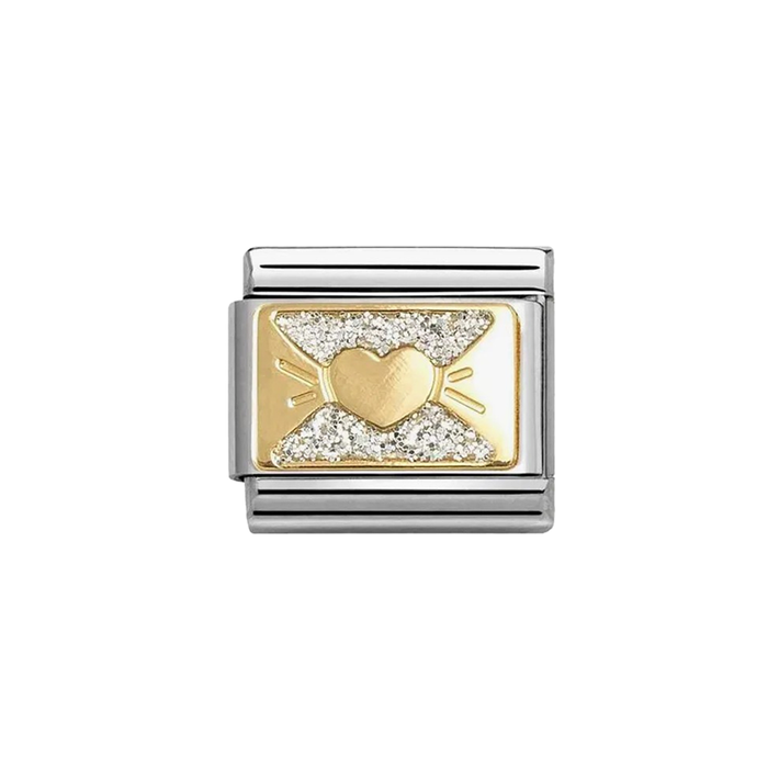 NOMINATION Classic Gold & Glitter Heart Bow Charm - Charms - Nomination - Bumbletree