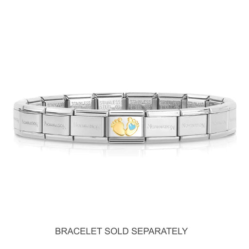 NOMINATION Classic Gold Baby Footprint with Blue Heart Charm - Charms - Nomination - Bumbletree