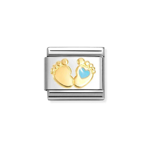 NOMINATION Classic Gold Baby Footprint with Blue Heart Charm - Charms - Nomination - Bumbletree