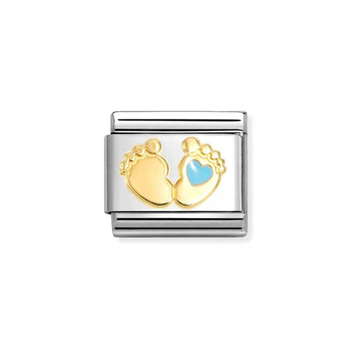 NOMINATION Classic Gold Baby Footprint with Blue Heart Charm