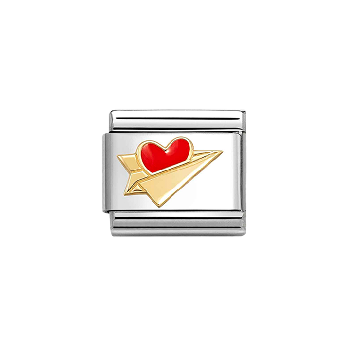 NOMINATION Classic Gold Paper Plane Heart Charm