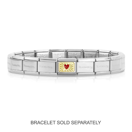 NOMINATION Classic Gold & Red Diamond Etched Heart Plate Charm - Charms - Nomination - Bumbletree