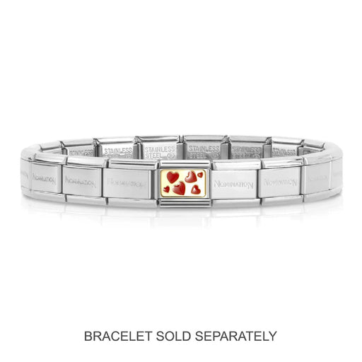 NOMINATION Classic Gold & Red Hearts Plate Charm - Charms - Nomination - Bumbletree