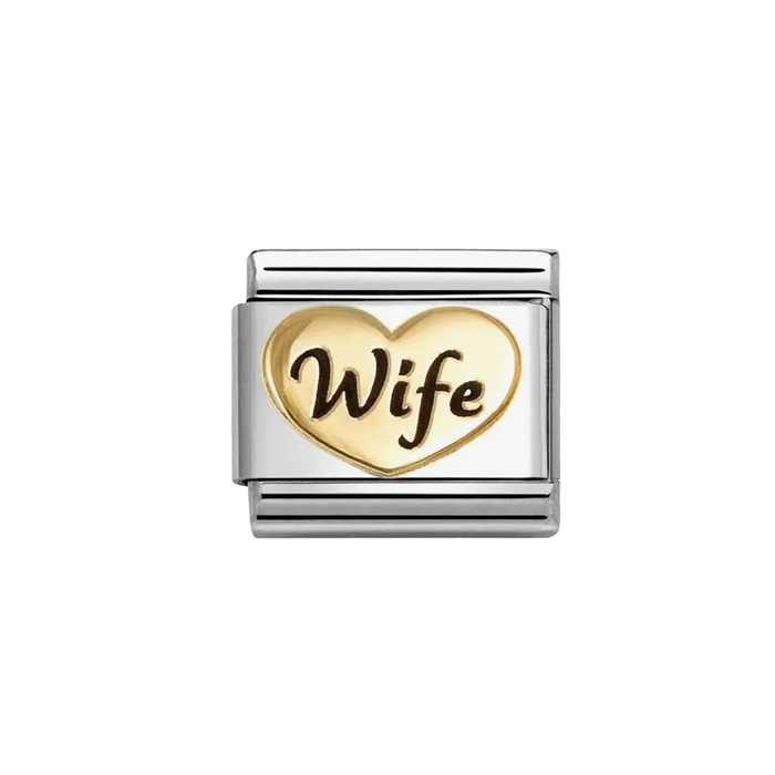 NOMINATION Classic Gold Wife Heart Charm - Charms - Nomination - Bumbletree