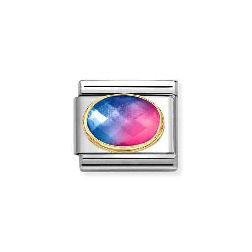 NOMINATION Classic Gold Light Blue & Red Faceted Stone Charm - Charms - Nomination - Bumbletree