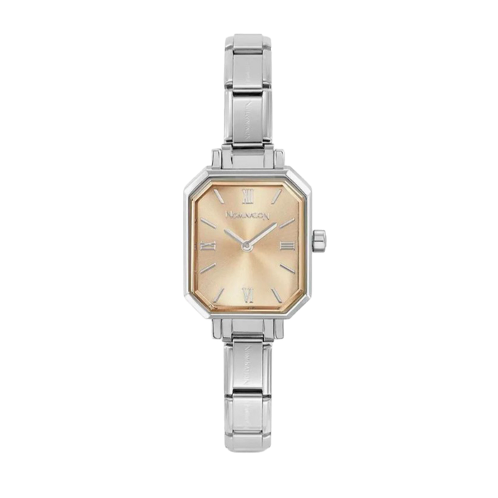 NOMINATION Paris Rectangular Classic Silver Sunray-Gold Dial Watch