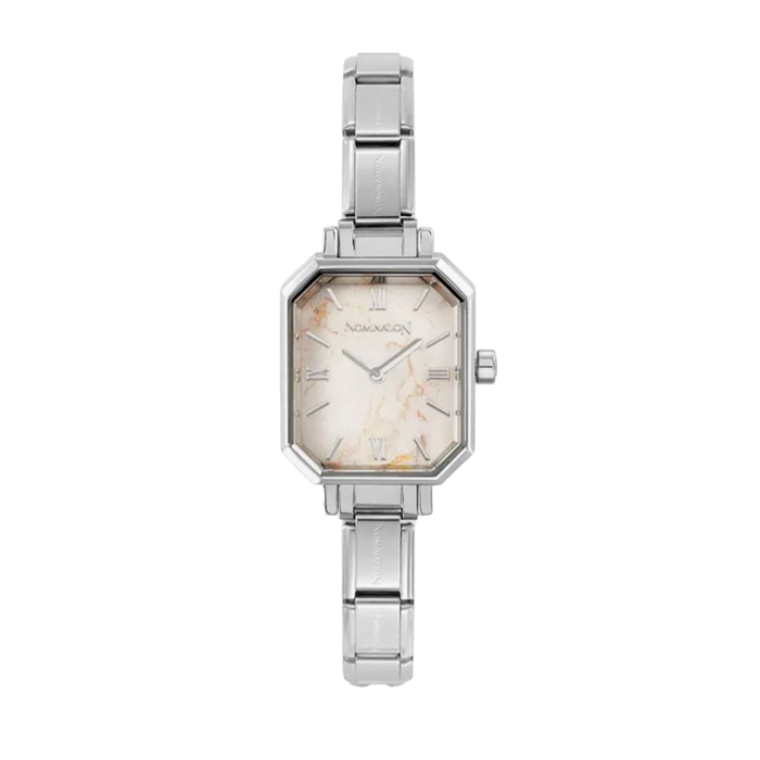 NOMINATION Paris Rectangular Classic Silver Marble Dial Watch