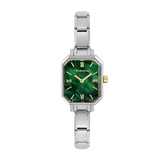 NOMINATION Paris Rectangular Classic Silver Malachite Green Dial Watch