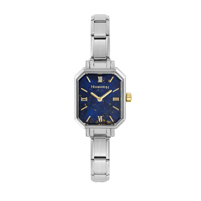 NOMINATION Paris Rectangular Classic Silver Lapis Blue Dial Watch