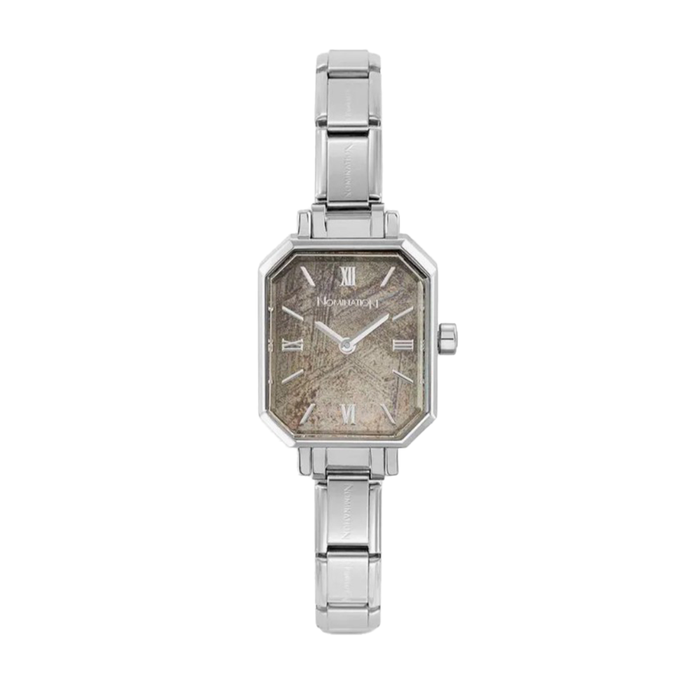 NOMINATION Paris Rectangular Classic Silver Meteorite Grey Dial Watch