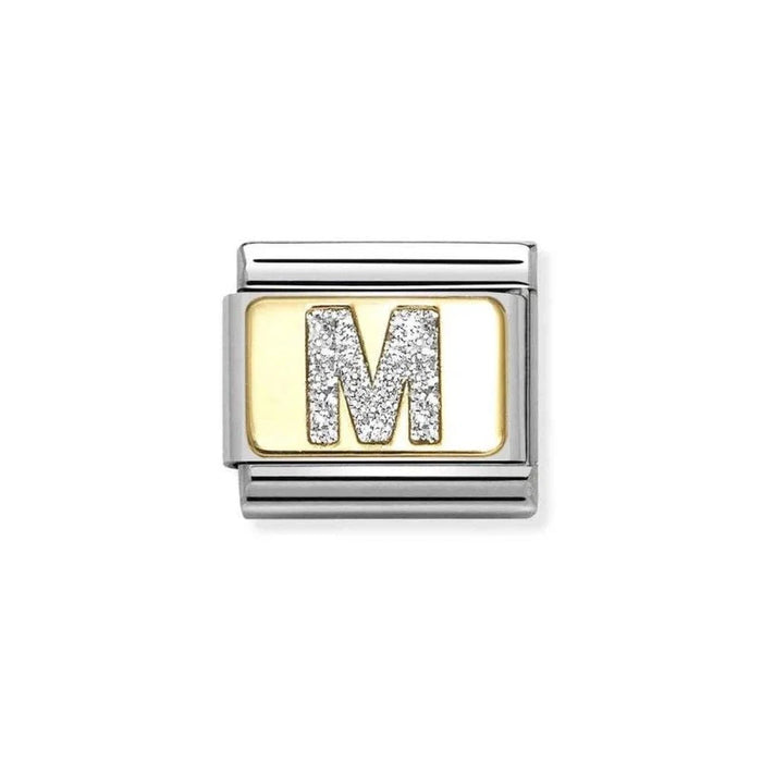 NOMINATION Classic Gold & Silver Glitter Letter M Charm - Charms - Nomination - Bumbletree