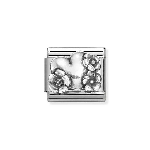 NOMINATION Classic Silver Heart With Flowers Charm - Charms - Nomination - Bumbletree