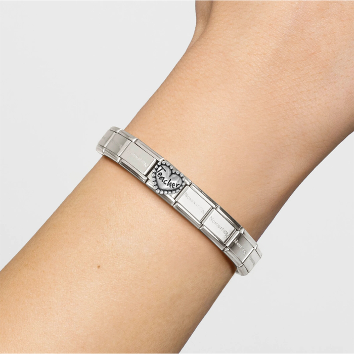 NOMINATION Classic Silver Teacher Beaded Heart Charm - Charms - Nomination - Bumbletree