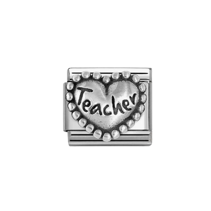 NOMINATION Classic Silver Teacher Beaded Heart Charm - Charms - Nomination - Bumbletree