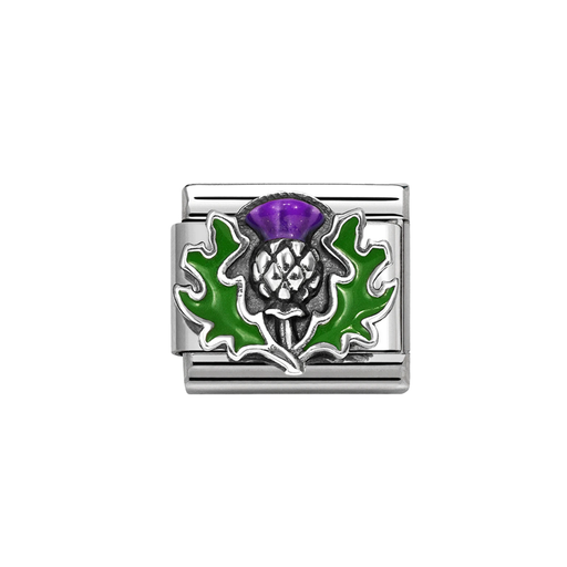 NOMINATION Classic Silver & Green Thistle Charm - Charms - Nomination - Bumbletree