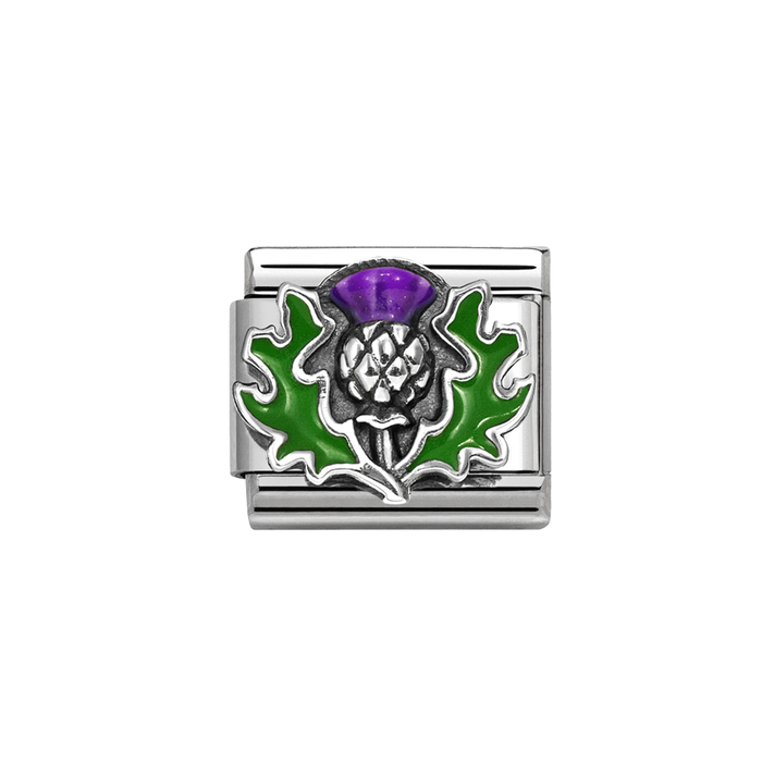 NOMINATION Classic Silver & Green Thistle Charm - Charms - Nomination - Bumbletree