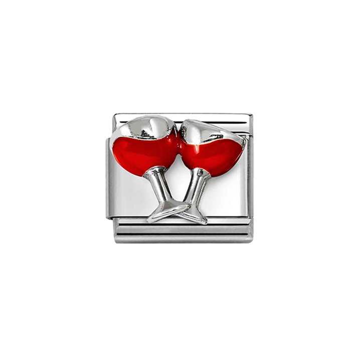 NOMINATION Classic Silver Red Wine Glasses Charm