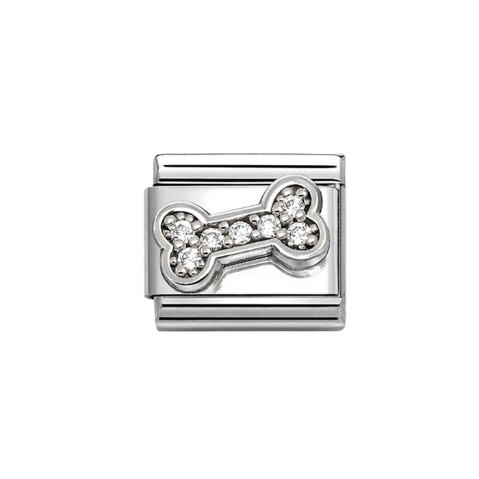 NOMINATION Classic Silver White CZ Bone Charm
