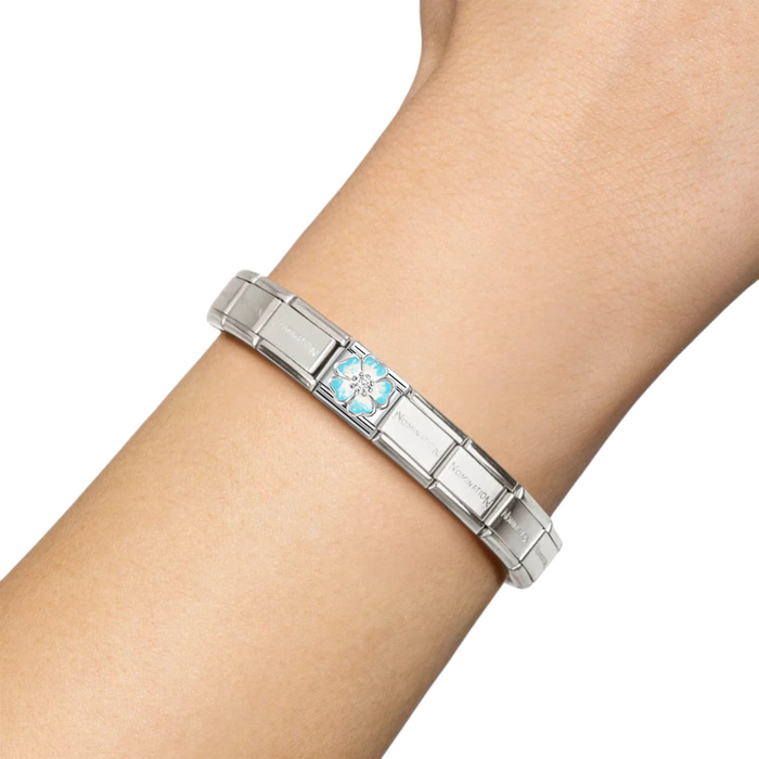 NOMINATION Classic Silver Blue Faded CZ Flower Charm