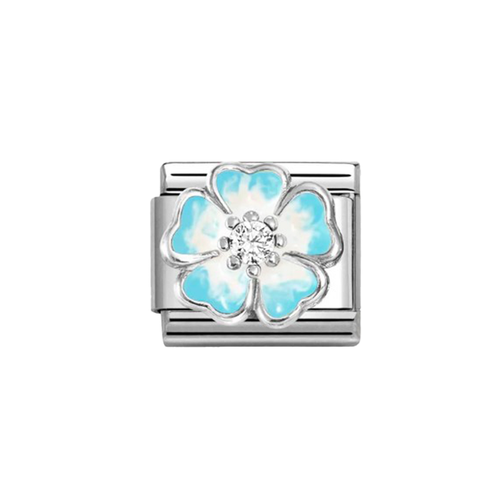 NOMINATION Classic Silver Blue Faded CZ Flower Charm