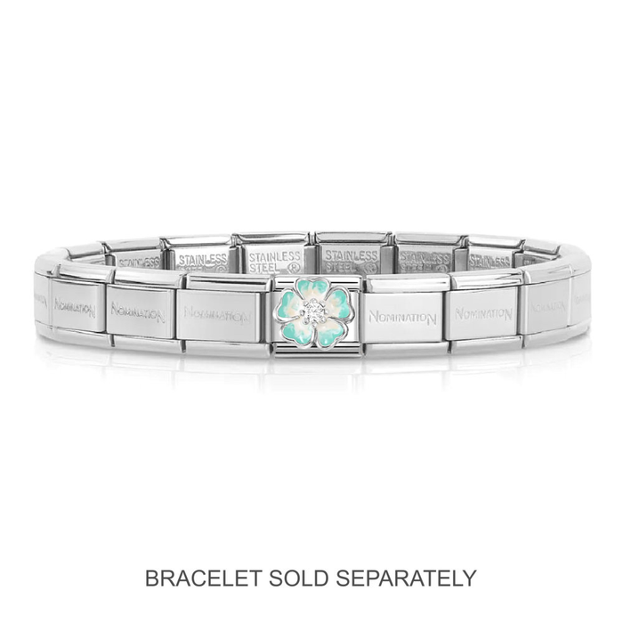NOMINATION Classic Silver Green Faded CZ Flower Charm