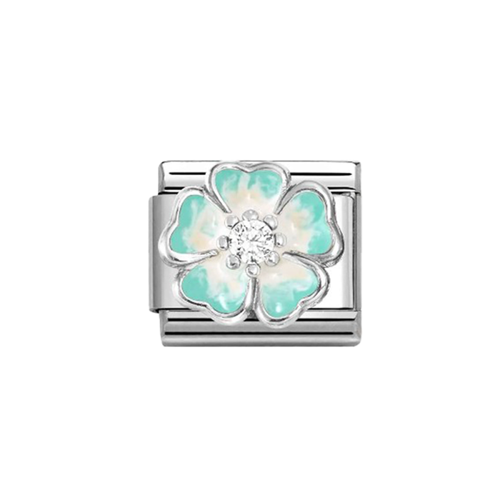 NOMINATION Classic Silver Green Faded CZ Flower Charm