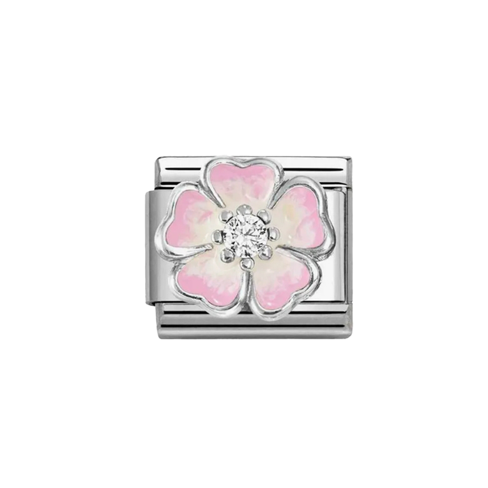 NOMINATION Classic Silver Pink Faded CZ Flower Charm - Charms - Nomination - Bumbletree