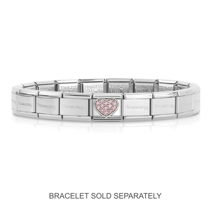 NOMINATION Classic Silver Pink CZ Heart Charm