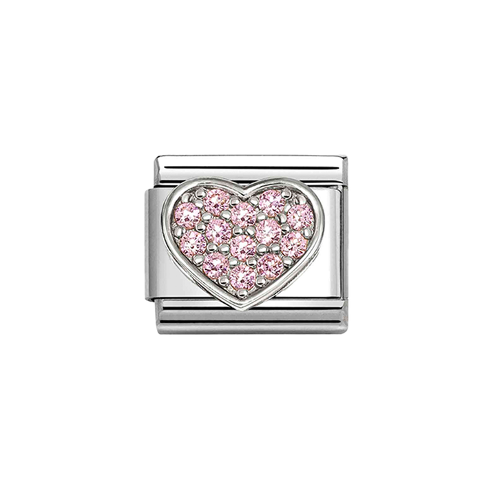 NOMINATION Classic Silver Pink CZ Heart Charm