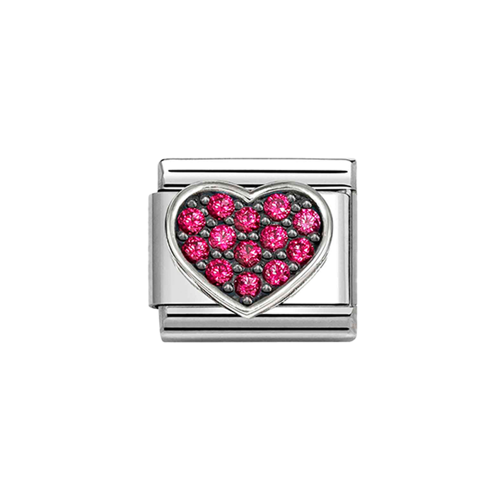 NOMINATION Classic Silver Red CZ Heart Charm