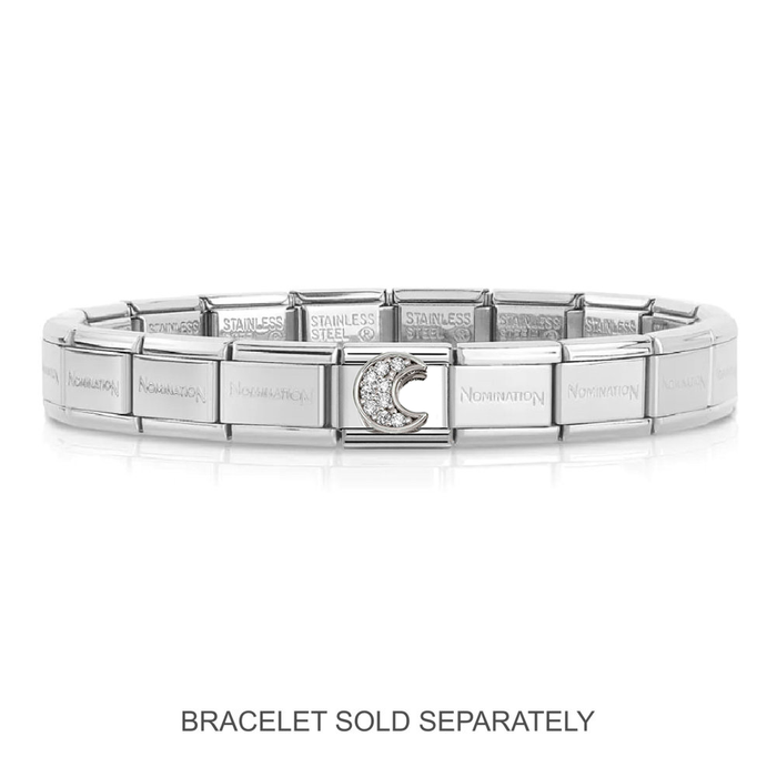 NOMINATION Classic Silver White CZ Moon Charm