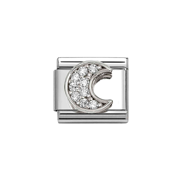 NOMINATION Classic Silver White CZ Moon Charm