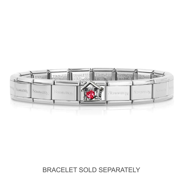 NOMINATION Classic Silver Red CZ Heart House Charm