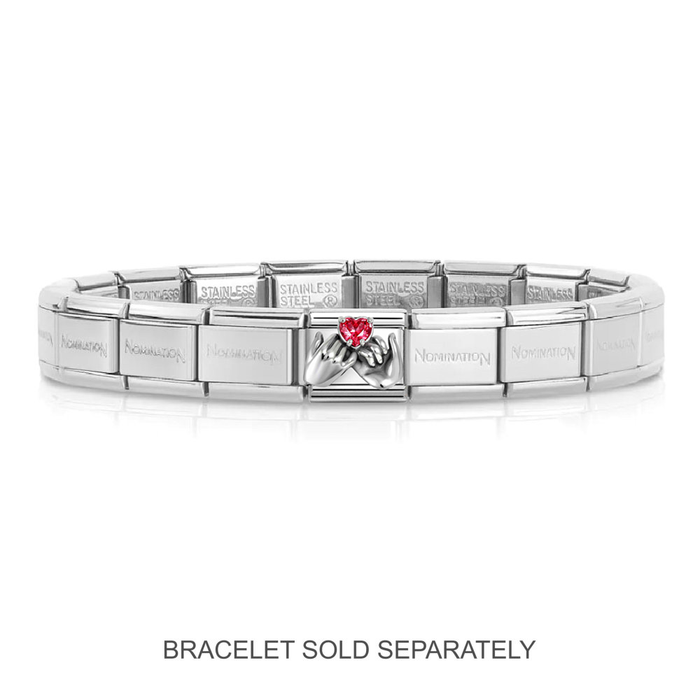 NOMINATION Classic Silver Red CZ Heart Hands Charm