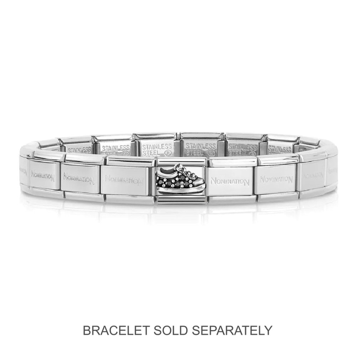 NOMINATION Classic Silver Trainer Shoe Black CZ Charm - Charms - Nomination - Bumbletree