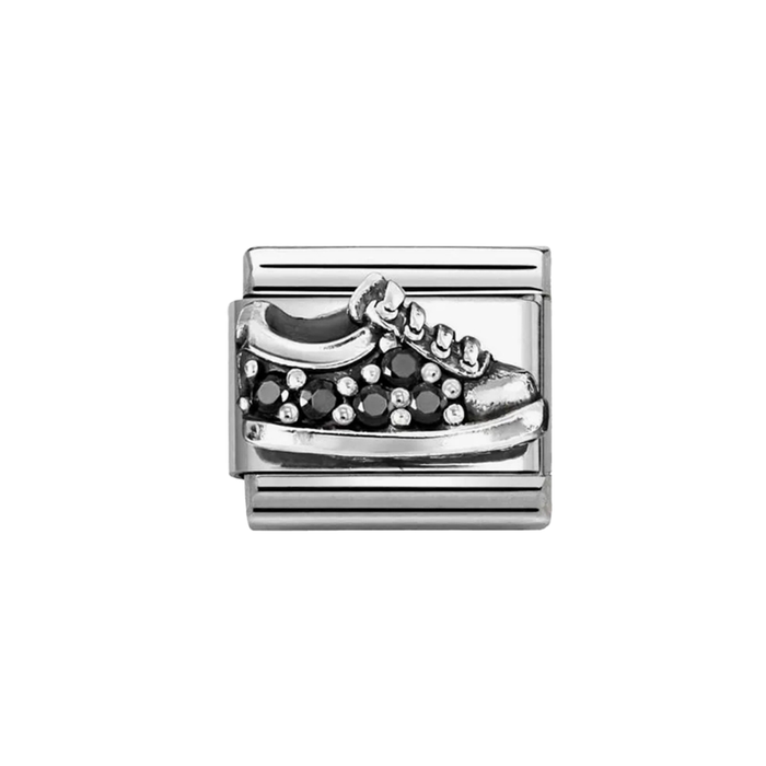 NOMINATION Classic Silver Trainer Shoe Black CZ Charm - Charms - Nomination - Bumbletree