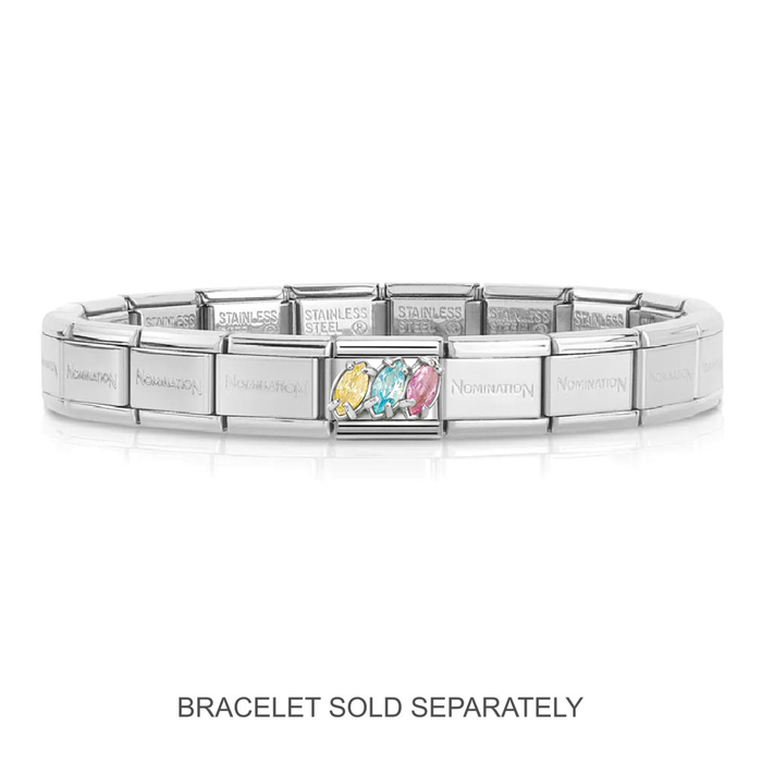 NOMINATION Classic Silver & Multicoloured CZ Trilogy Charm - Charms - Nomination - Bumbletree