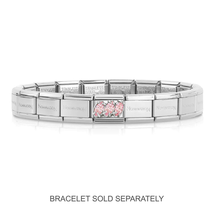 NOMINATION Classic Silver & Pink CZ Trilogy Charm - Charms - Nomination - Bumbletree
