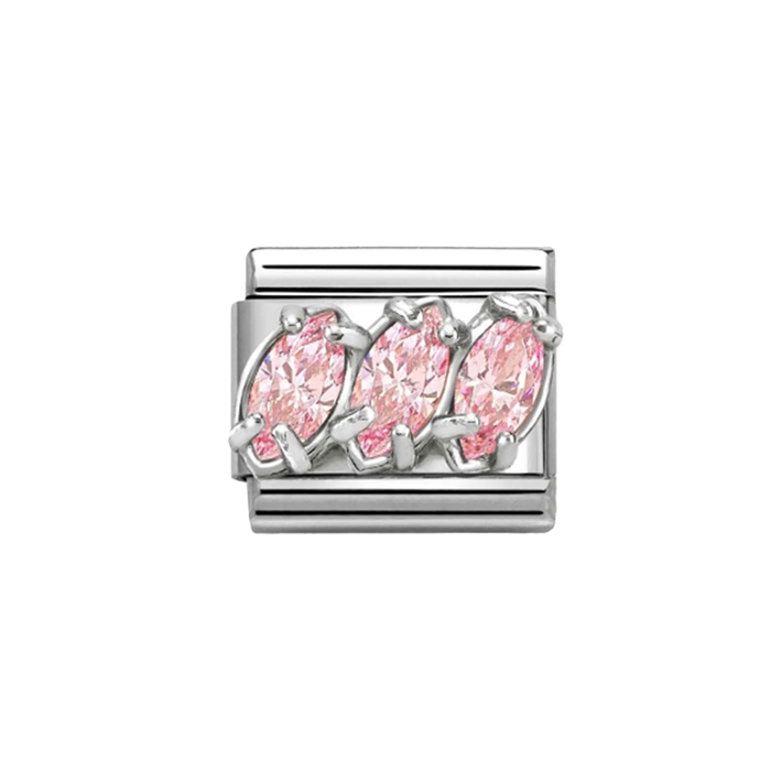NOMINATION Classic Silver & Pink CZ Trilogy Charm - Charms - Nomination - Bumbletree