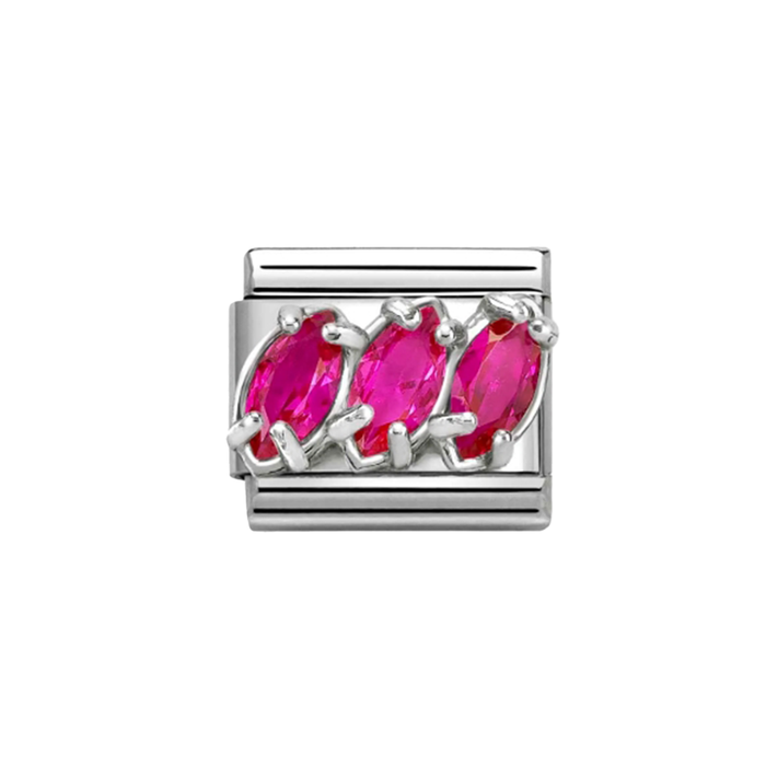 NOMINATION Classic Silver & Red CZ Trilogy Charm - Charms - Nomination - Bumbletree