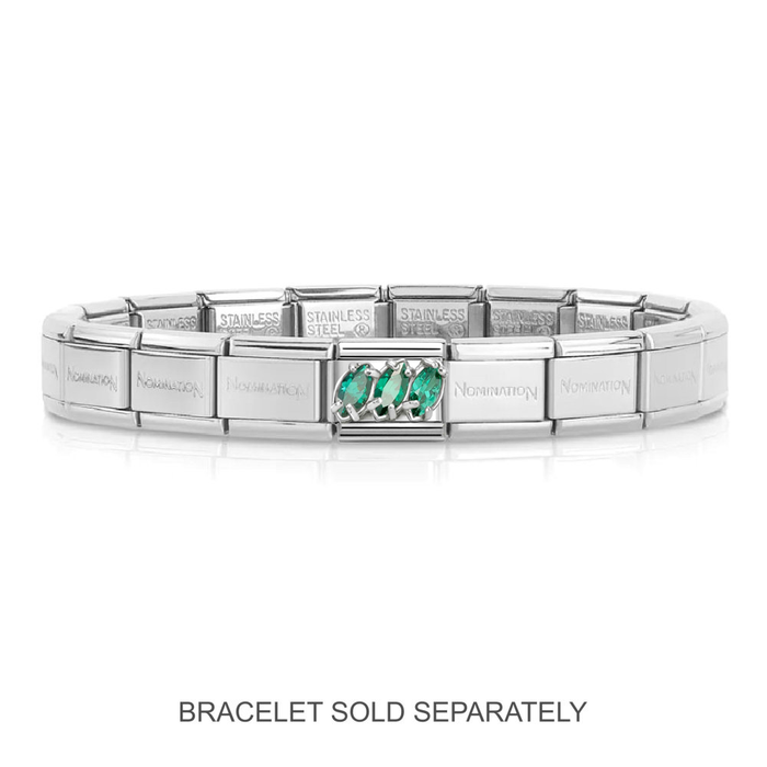 NOMINATION Classic Silver & Green CZ Trilogy Charm - Charms - Nomination - Bumbletree