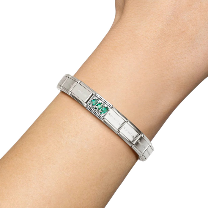 NOMINATION Classic Silver & Green CZ Trilogy Charm - Charms - Nomination - Bumbletree
