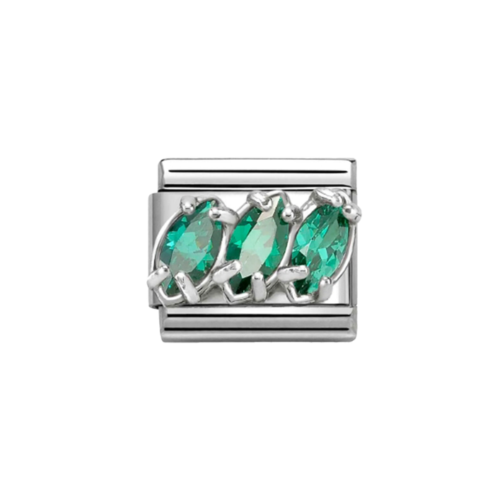 NOMINATION Classic Silver & Green CZ Trilogy Charm - Charms - Nomination - Bumbletree