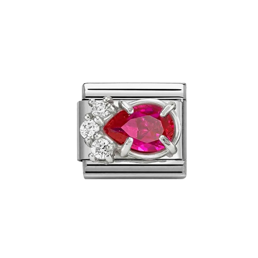 NOMINATION Classic Silver & Red CZ Drop Charm - Charms - Nomination - Bumbletree