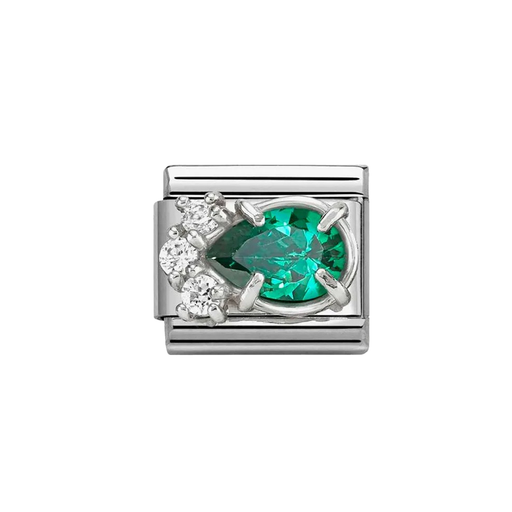 NOMINATION Classic Silver & Green CZ Drop Charm - Charms - Nomination - Bumbletree