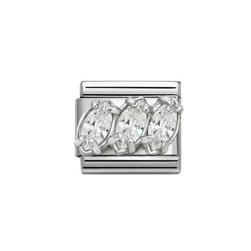 NOMINATION Classic Silver & White CZ Trilogy Charm - Charms - Nomination - Bumbletree