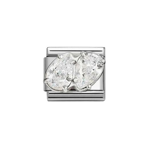 NOMINATION Classic Silver & White CZ Double Drop Charm - Charms - Nomination - Bumbletree