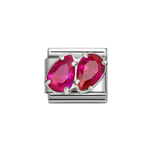 NOMINATION Classic Silver & Red CZ Double Drop Charm - Charms - Nomination - Bumbletree